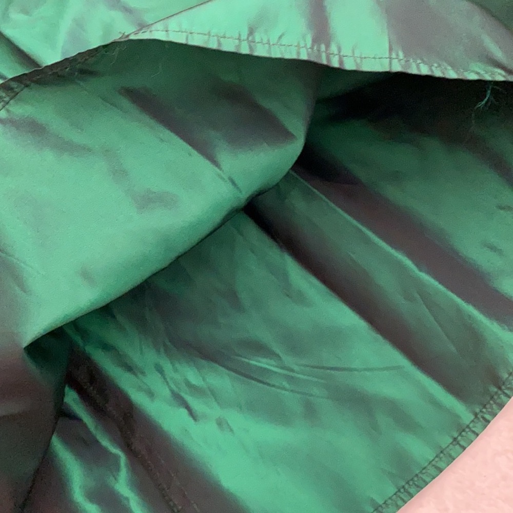 {VTG} Lanz Originals | Velvet Satin Bow Belt Long Sleeve Midi Dress Emerald (8) - Picture 7 of 16